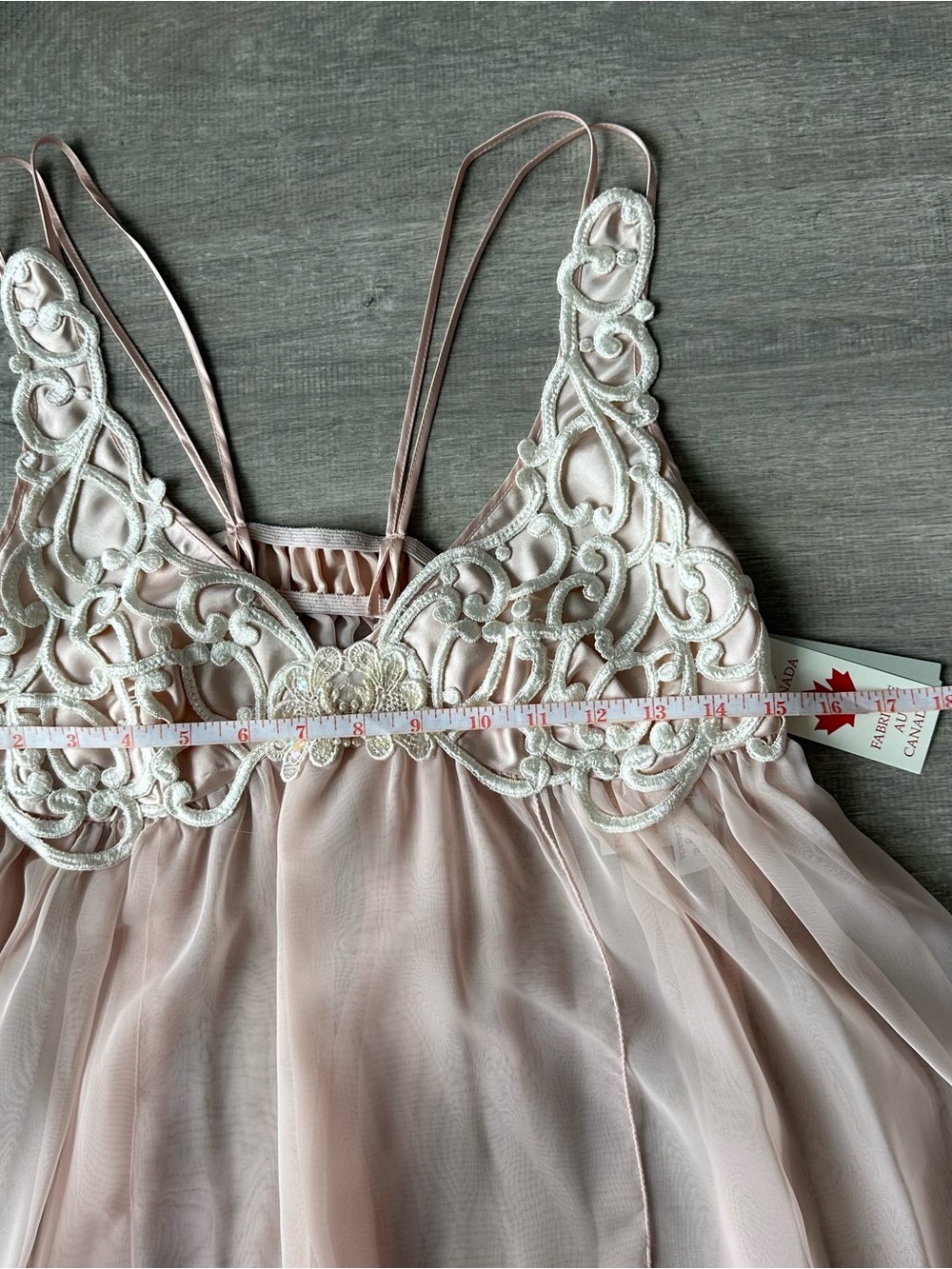 Deadstock 90s Coquette Sheer Pink Lace Slip Dress Made in Canada - Picture 3 of 8